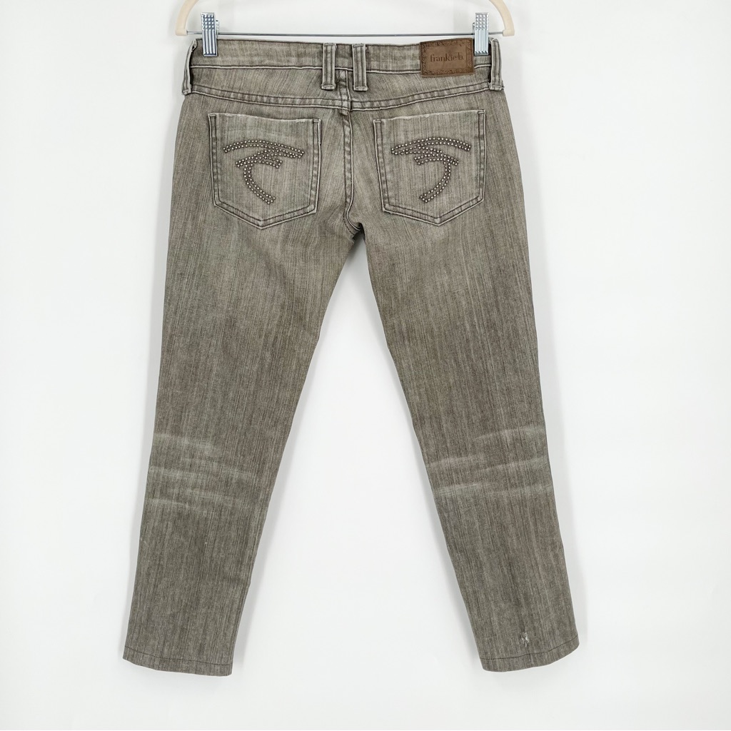 Frankie B Grey Cropped Jeans Studded Fs Womens Size 26